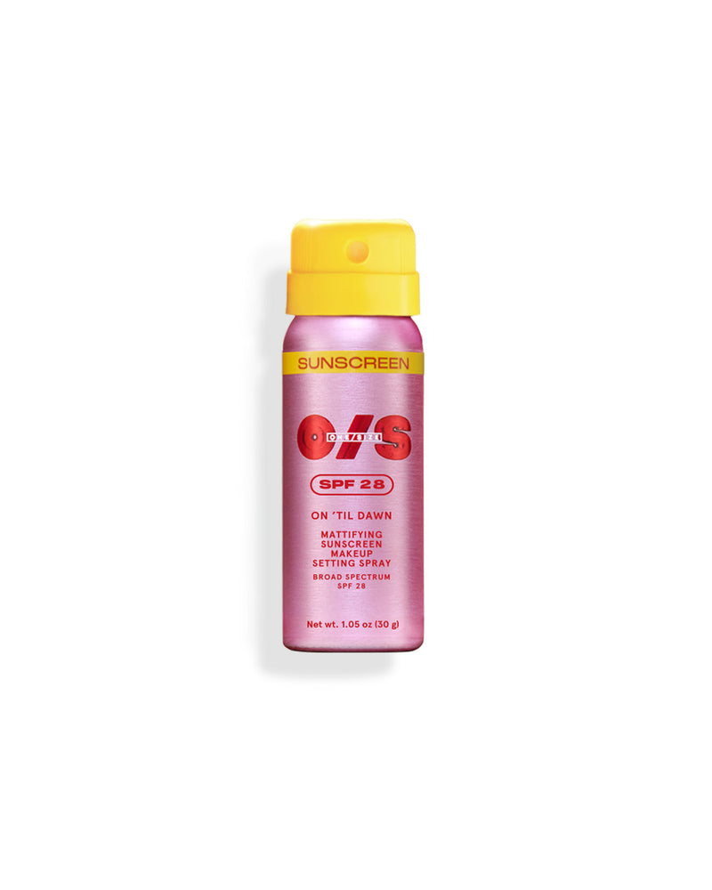 Translation missing: en.ONE/SIZE On 'Til Dawn Mattifying Sunscreen Makeup Setting Spray SPF 28, travel size 1.05 oz bottle