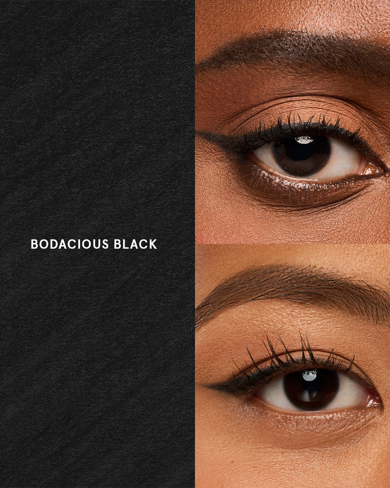 Translation missing: en.Two eye looks created with Point Made Gel Eyeliner Pencil in Bodacious Black, from sharp wing to smudged smoky liner